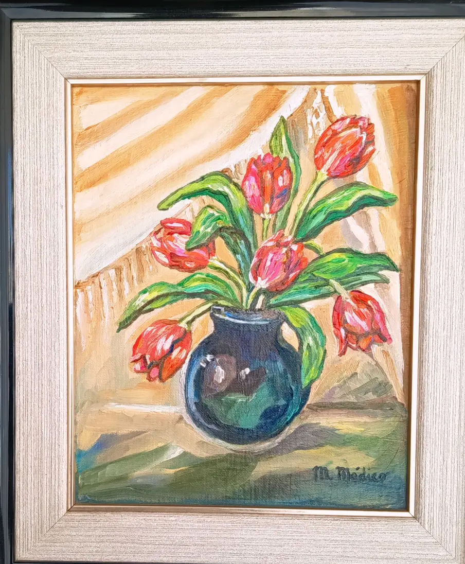 Jarrón Con Flores, Tulipanes