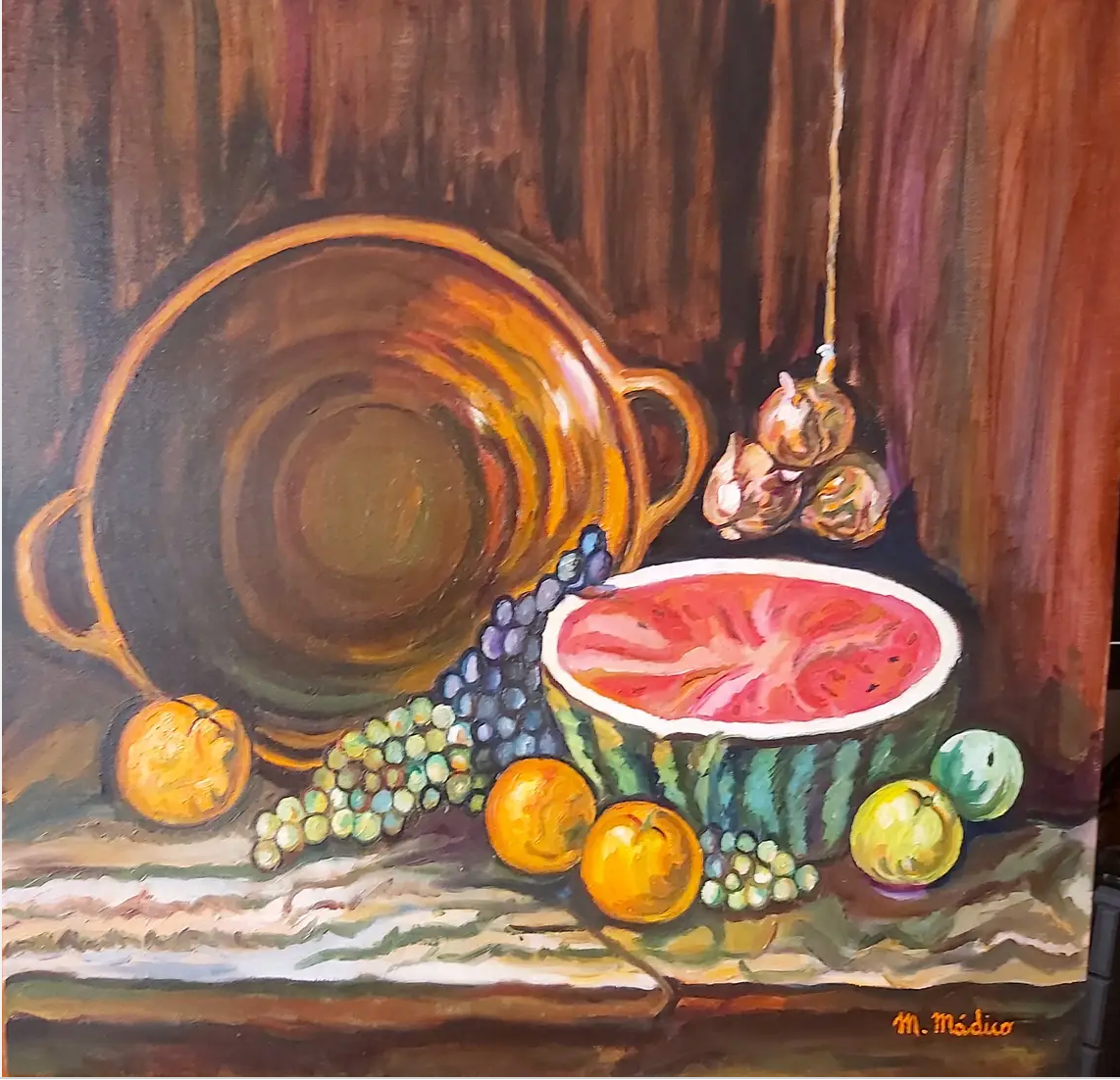 Bodegón con Sandia y Uvas