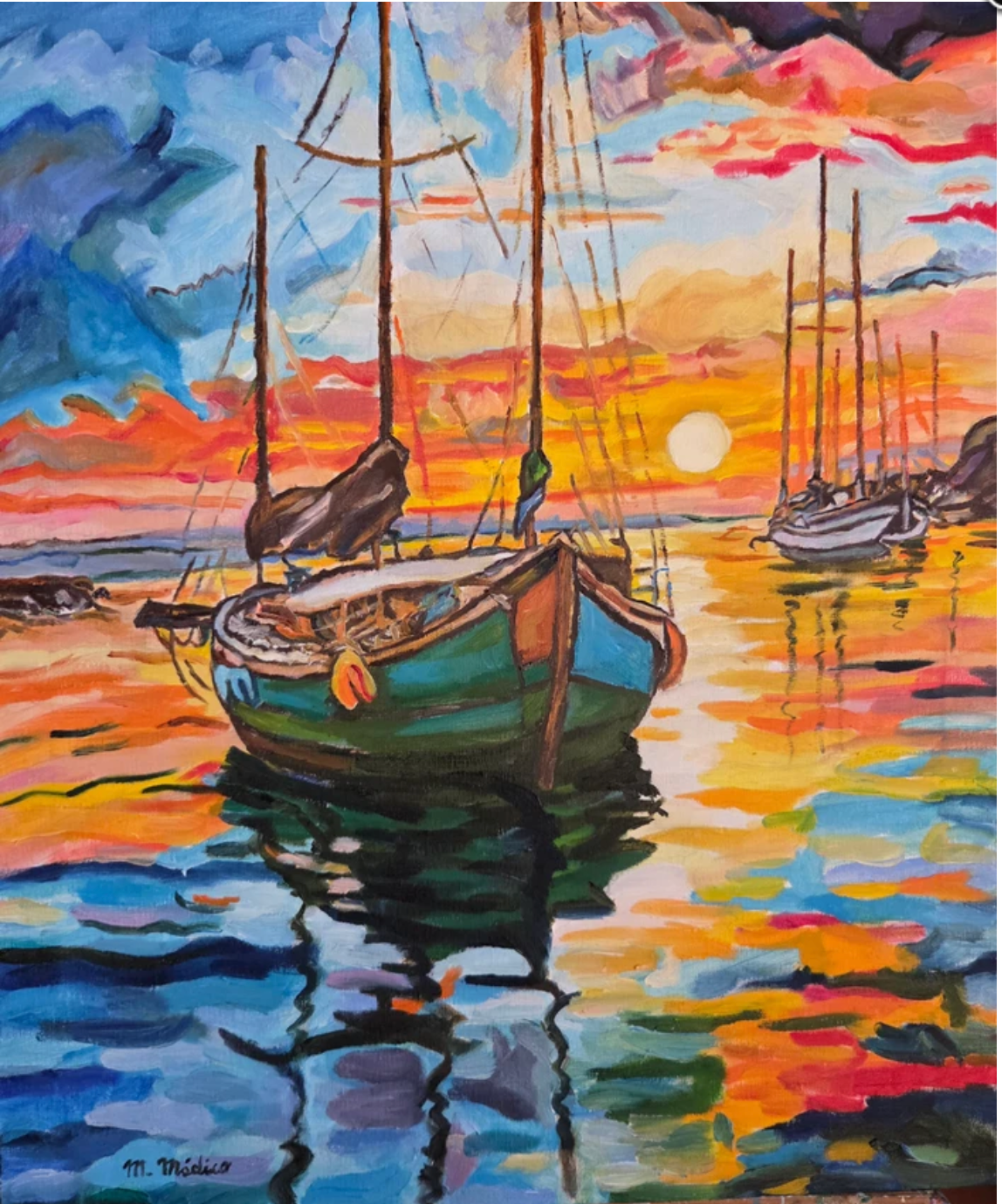Atardecer en un Puerto de la Costa Azul del Sur de ( Francia )