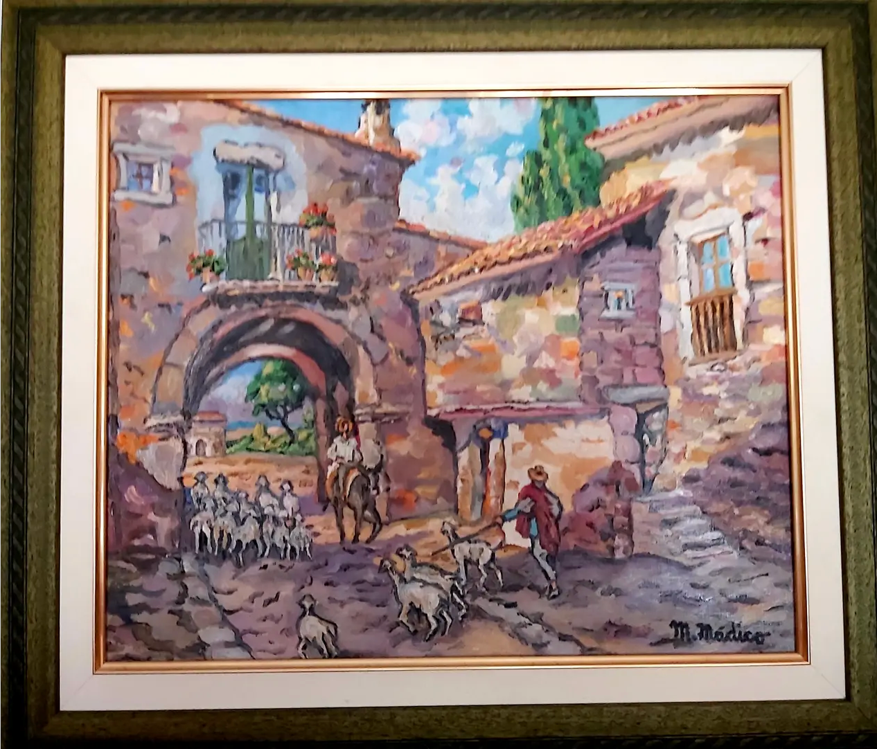 Paisaje Rural . Pastor con rebaño de ovejas (Noroeste España)